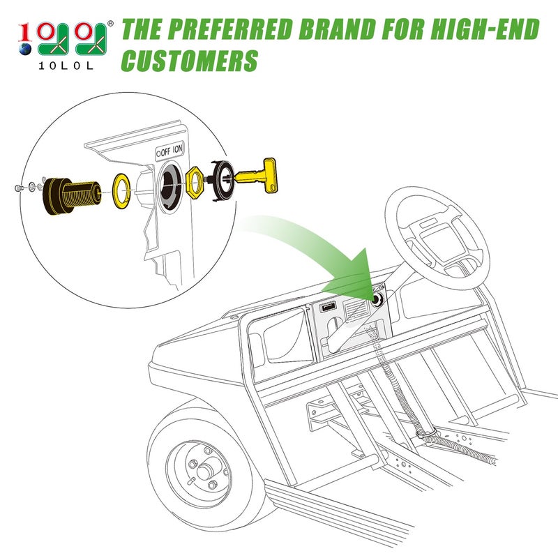 10L0L Golf Cart Ignition Key Switch for Club Car DS 1996-Up (36V/48V Electric) Golf Cart Starter Switch OEM# 101826201 - Image 2